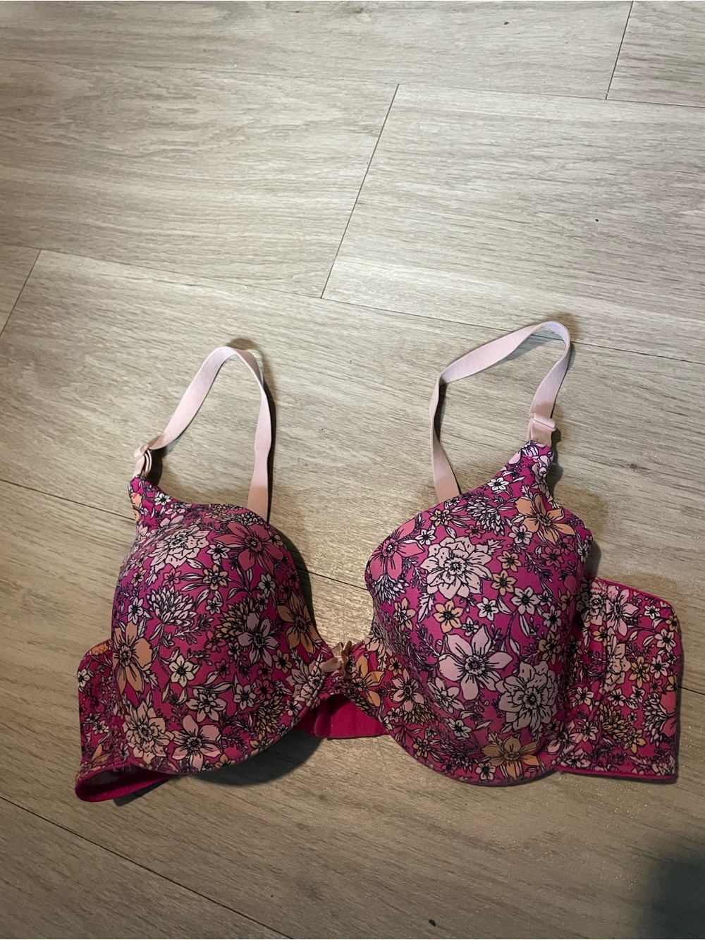 Pink Floral Bra with Adjustable Straps